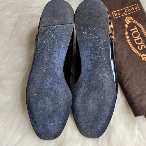 Tod's Leather Calf Hair Leopard Oxford Shoes - Picture 15 of 15